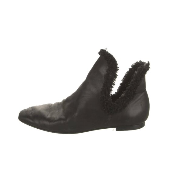The Row Black Leather Faux-Fur Trim Chelsea Boots | Size 5 (IT 35) - Picture 3 of 5